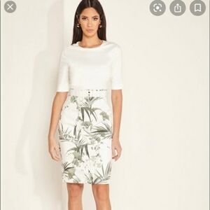 Ted Baker Tyyraa Floral Pencil Dress, Cream 03100